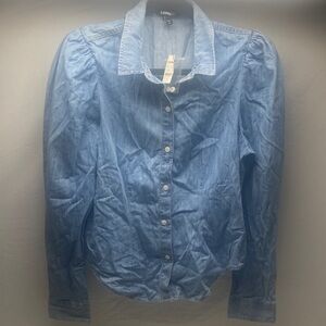 Express Light Blue Denim Button-Down Shirt